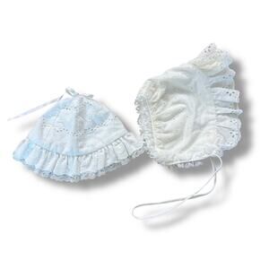 Lot of 2 Baby Bonnets White Eyelet lace